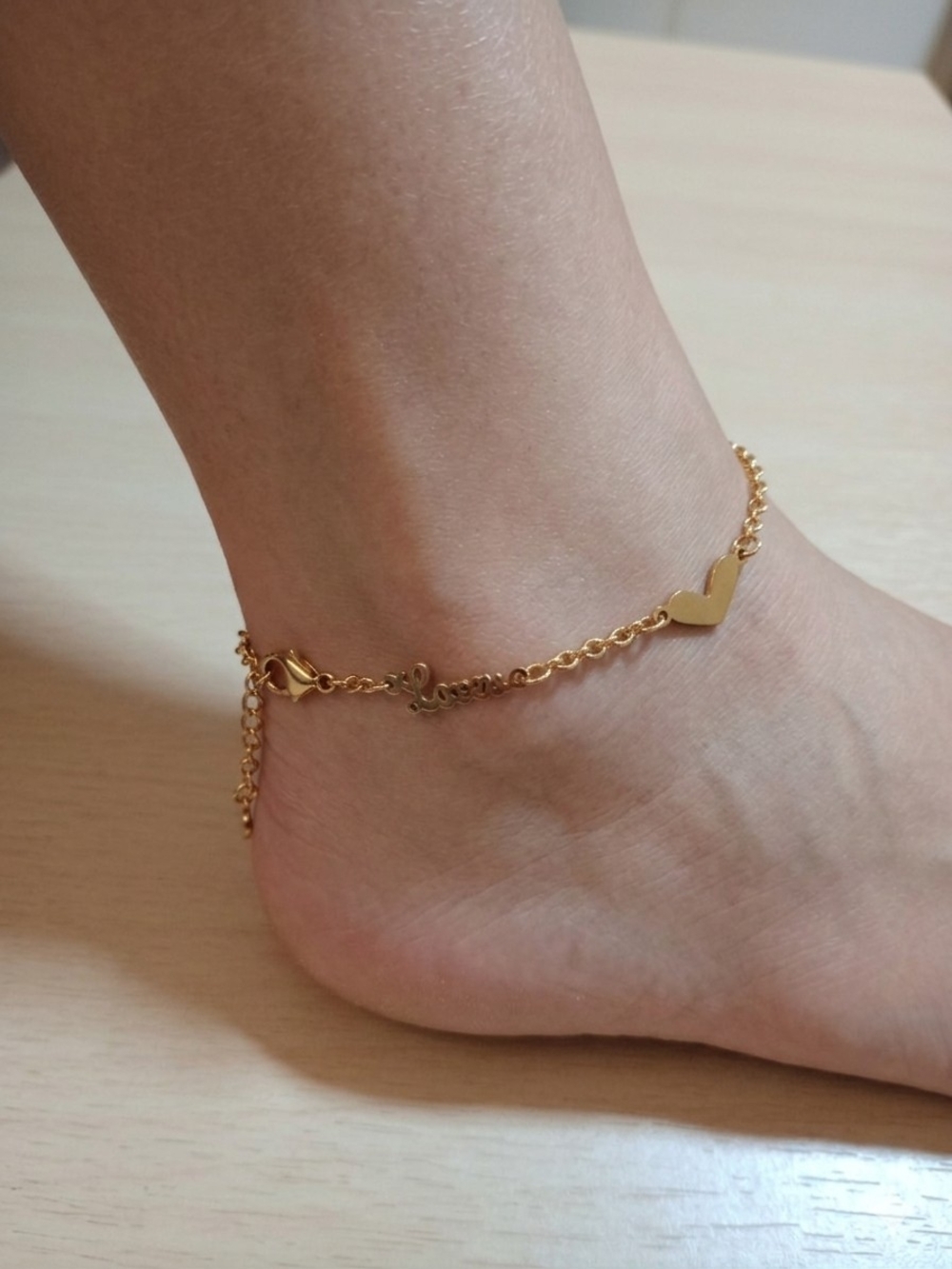 Gold  Plated Heart Chain Anklet